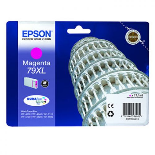 Epson Cartucho Magenta 79XL 2000 paginas WorkForce Pro WF-5xxx Series , Epson , EPSC13T79034010 , 8715946536002